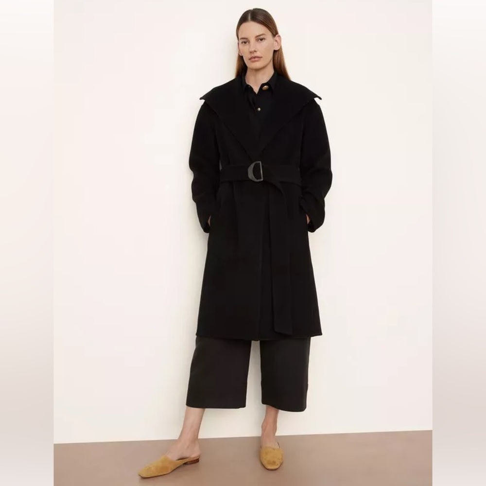 🎄SALE! NWT VINCE Cashmere & Wool Belted Drape-Neck Coat